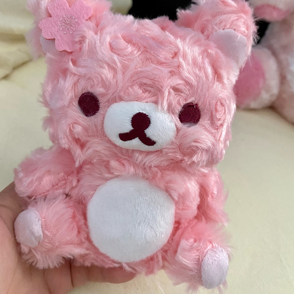 Pink rilakkuma rose fur sakura plush